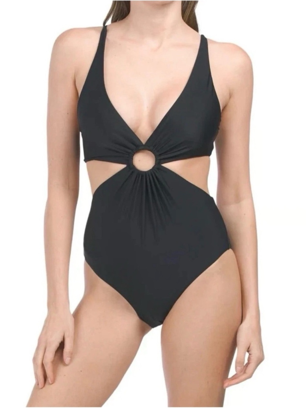 Onia Black Cutout One-Piece with Center Ring